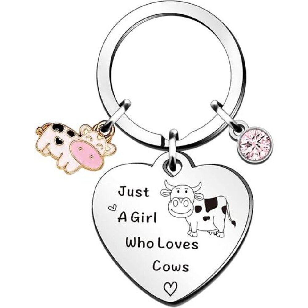 Just a Girl Who Loves Cows" Keychain – Cute Farm Animal Lover Gift